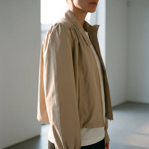 Aevari - Voluminous Puff Sleeve Cropped Jacket