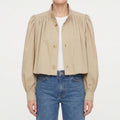 Aevari - Voluminous Puff Sleeve Cropped Jacket