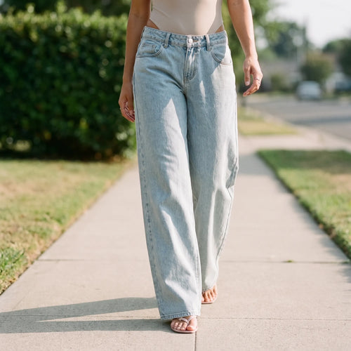 Altimus - Women's High Waisted Wide Leg Jeans