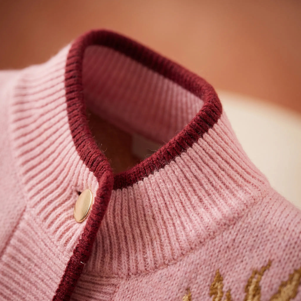 Astromic - Pink Celestial Motif Knit Cardigan