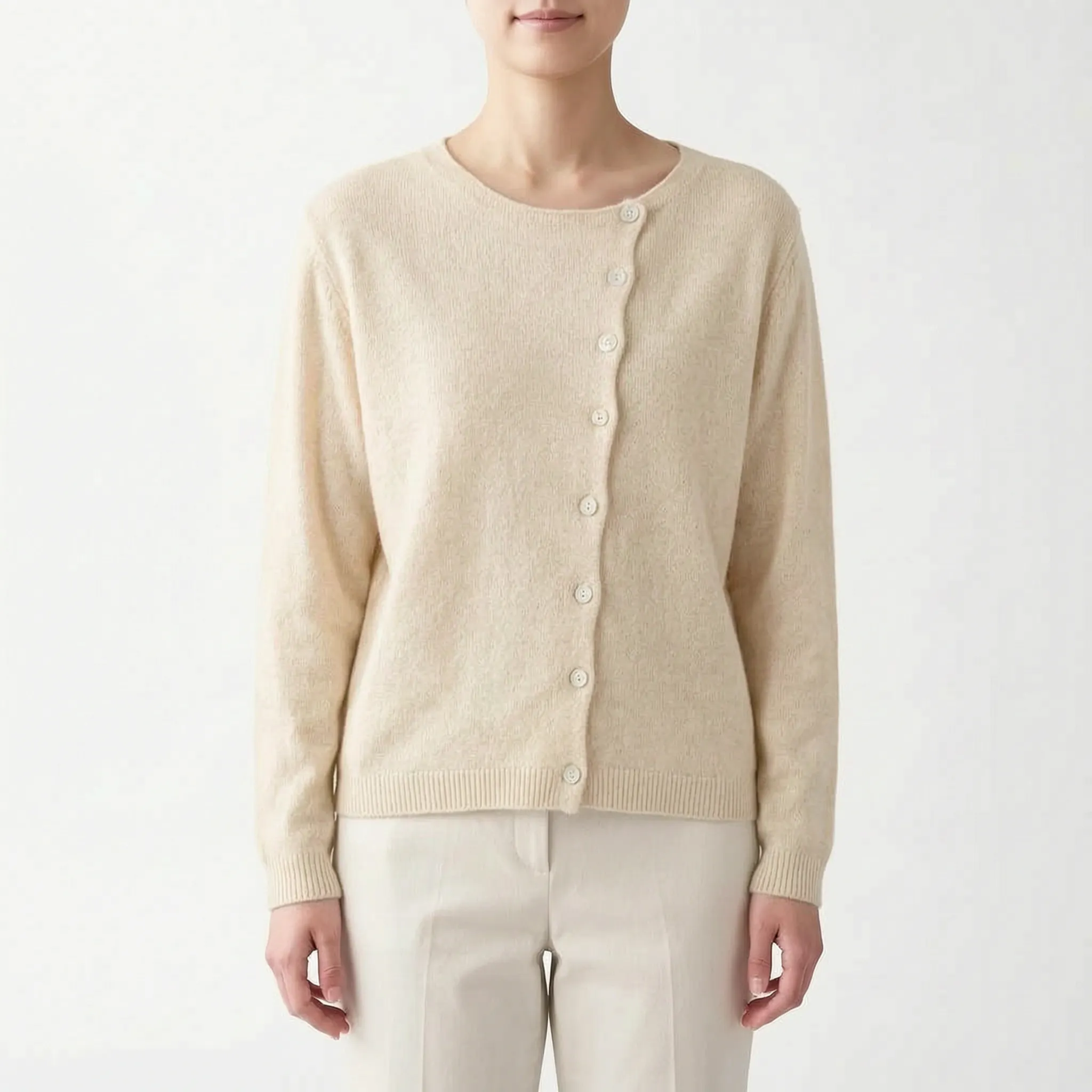 Calypsa - Modern Asymmetrical Buttoned Womens Knit Cardigan