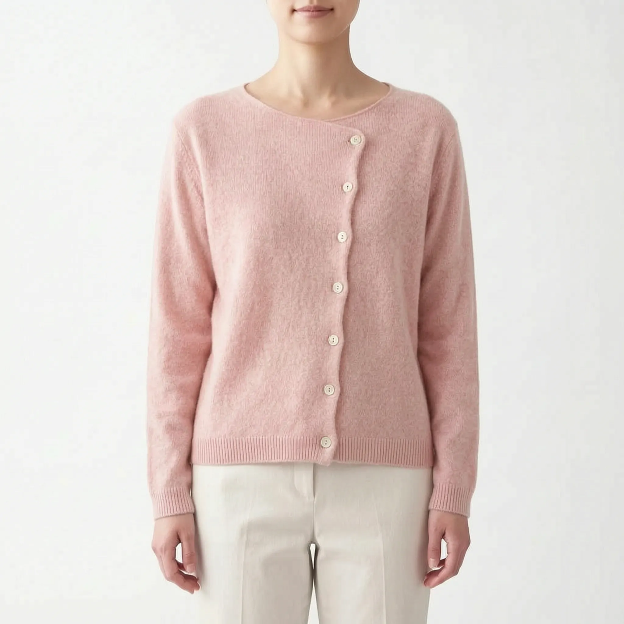 Calypsa - Modern Asymmetrical Buttoned Womens Knit Cardigan