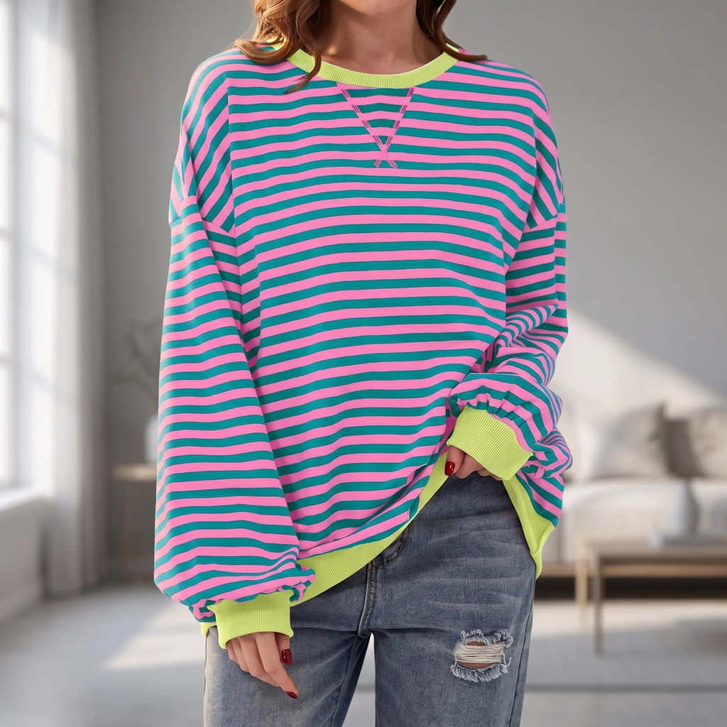 Celandi - Relaxed Fit Black White Striped Jumper