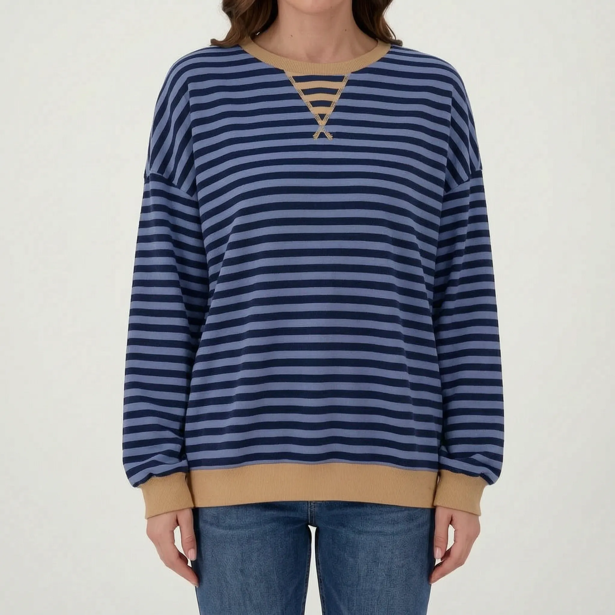 Celandi - Relaxed Fit Black White Striped Jumper