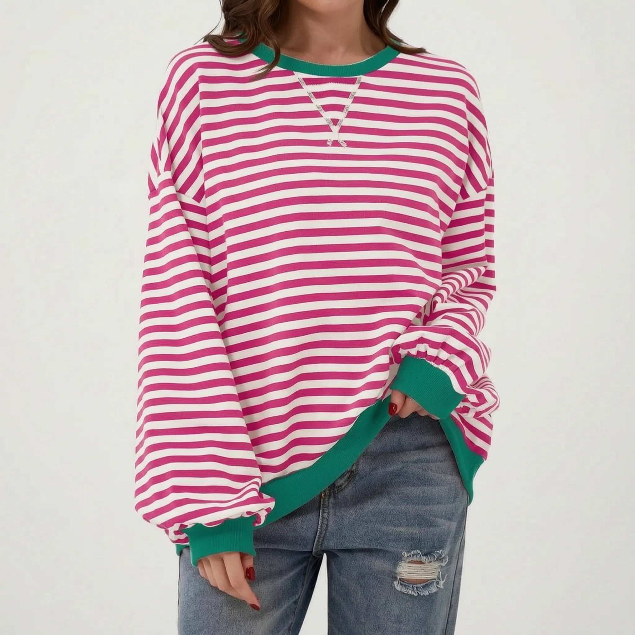 Celandi - Relaxed Fit Black White Striped Jumper