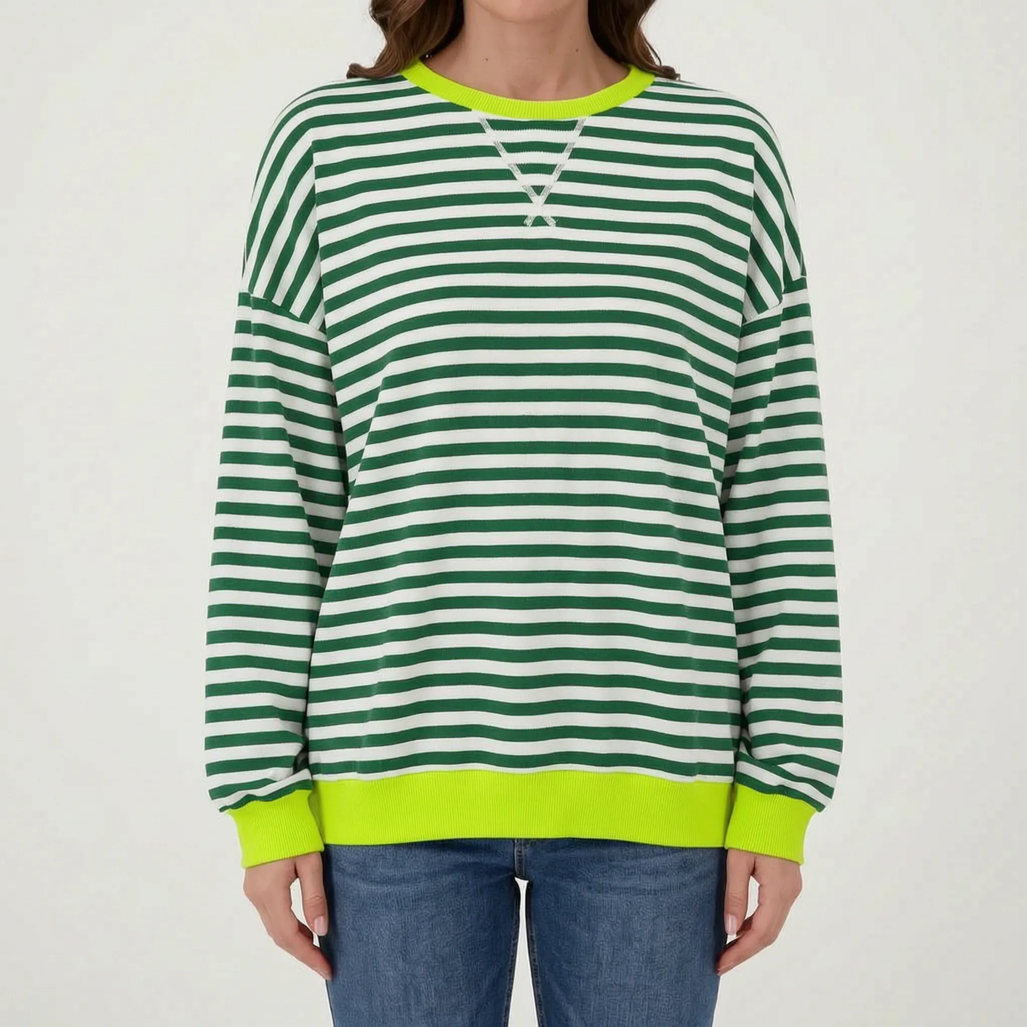 Celandi - Relaxed Fit Black White Striped Jumper