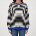 Celandi - Relaxed Fit Black White Striped Jumper