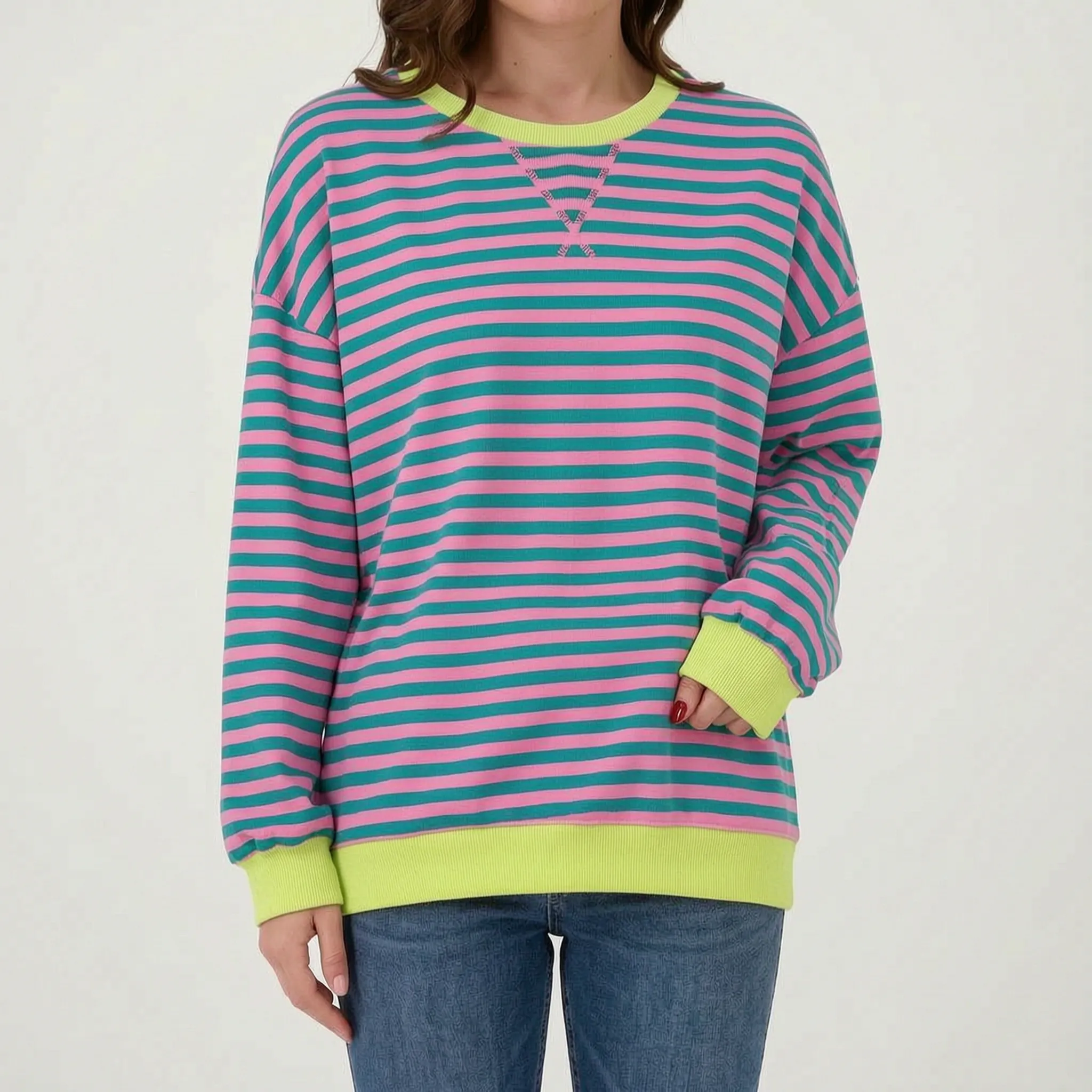 Celandi - Relaxed Fit Black White Striped Jumper