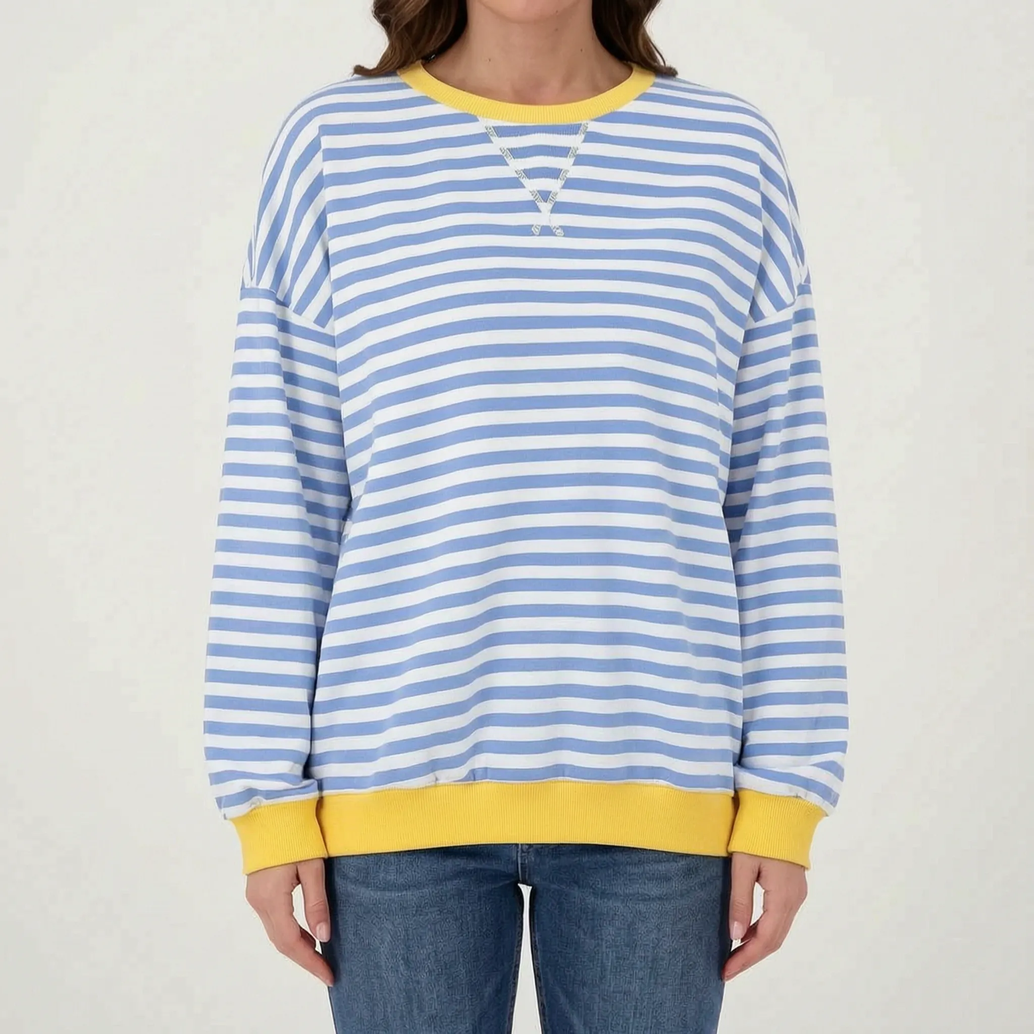 Celandi - Relaxed Fit Black White Striped Jumper