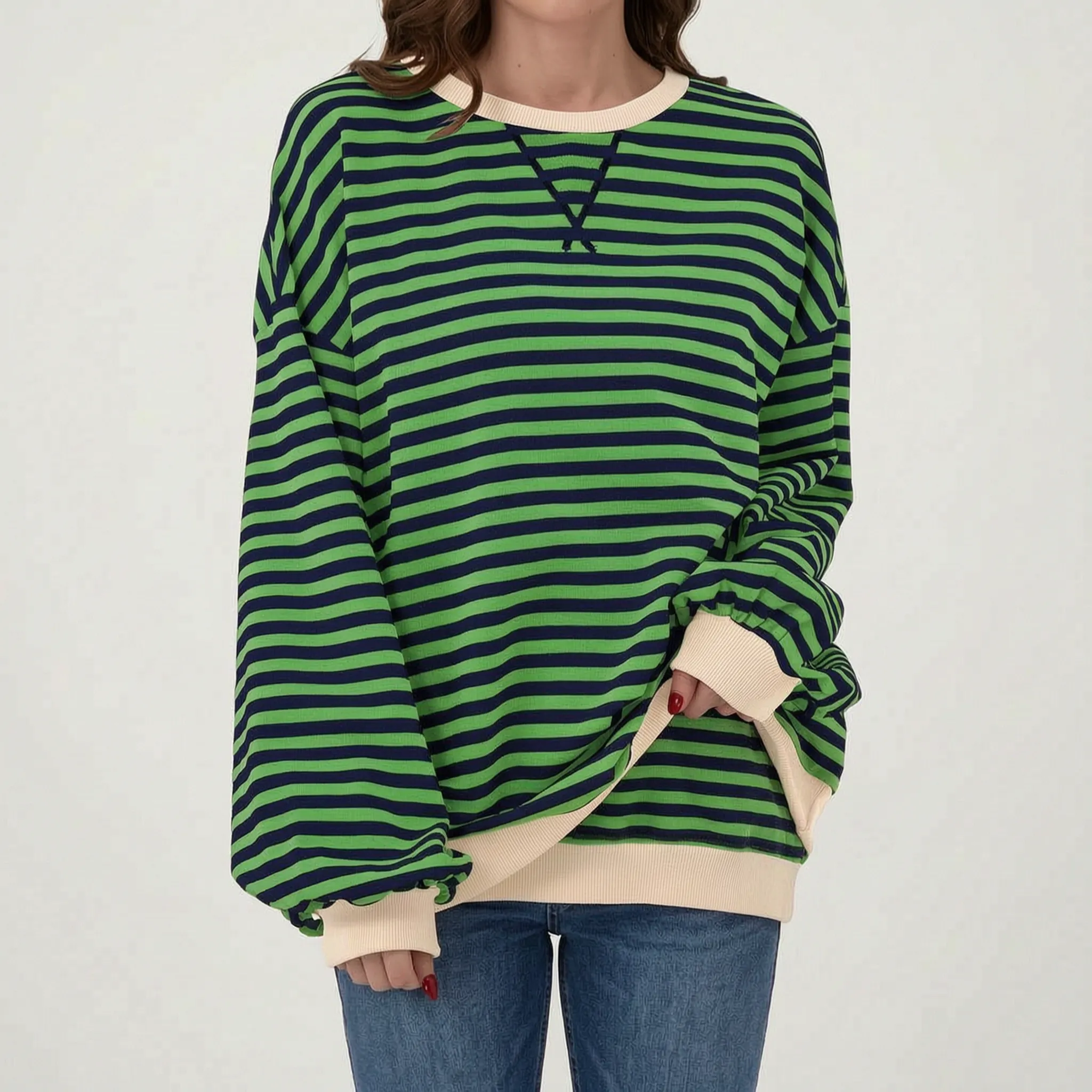 Celandi - Relaxed Fit Black White Striped Jumper