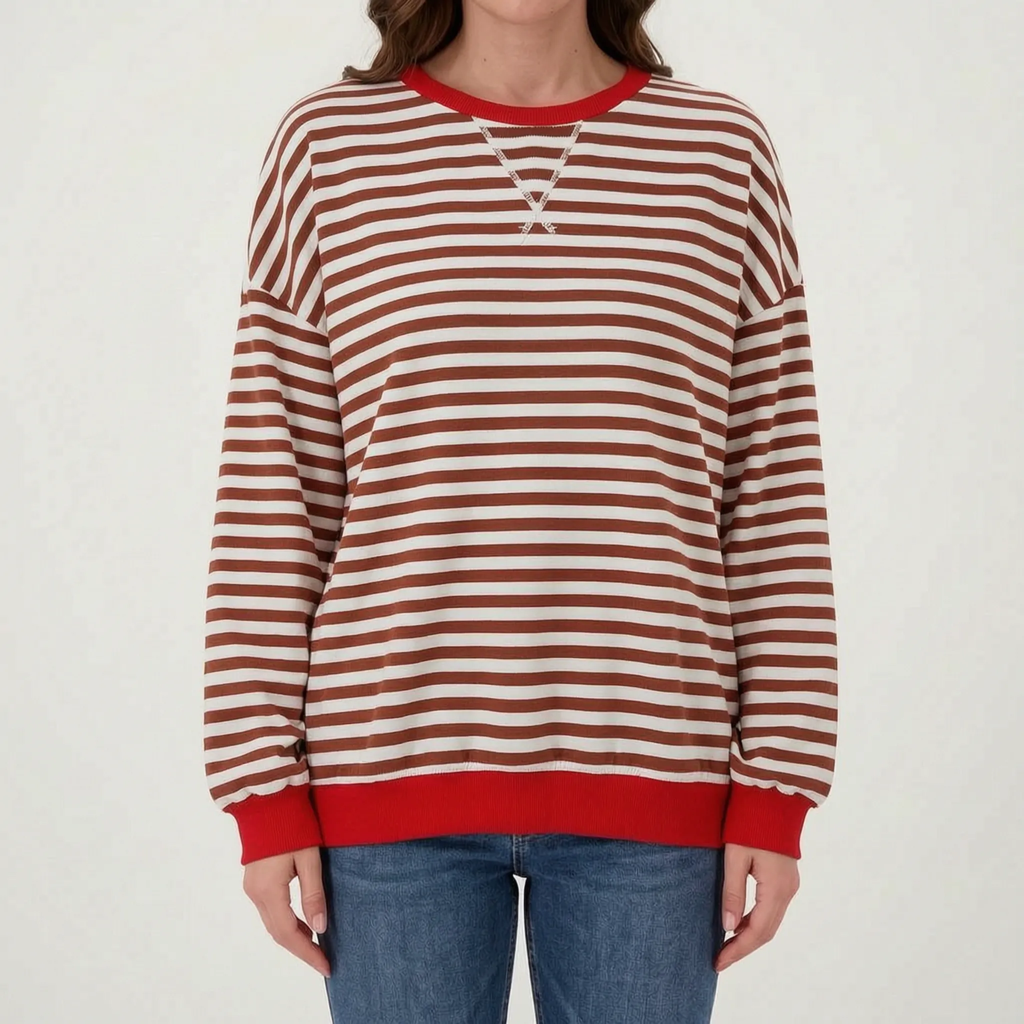 Celandi - Relaxed Fit Black White Striped Jumper