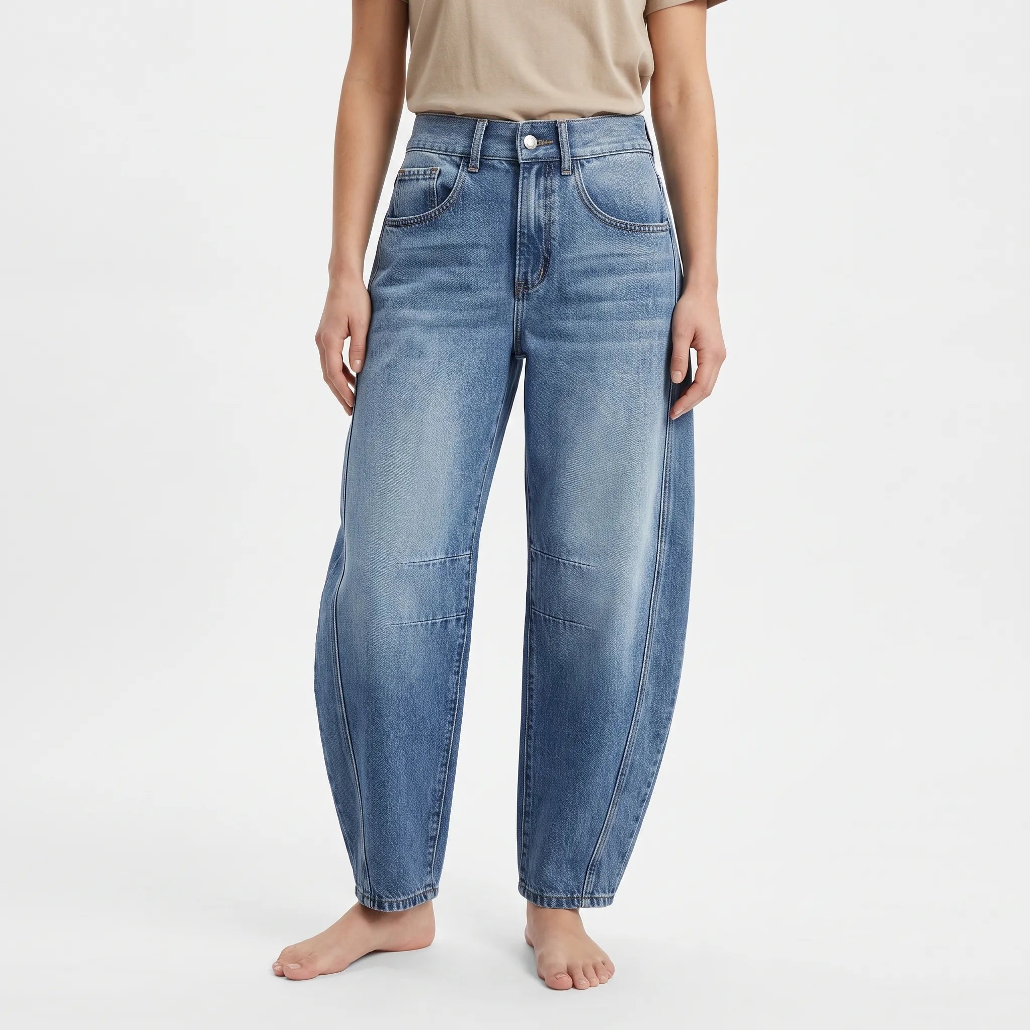 Cenova - Casual Women's Mid-Waist Tapered Jeans