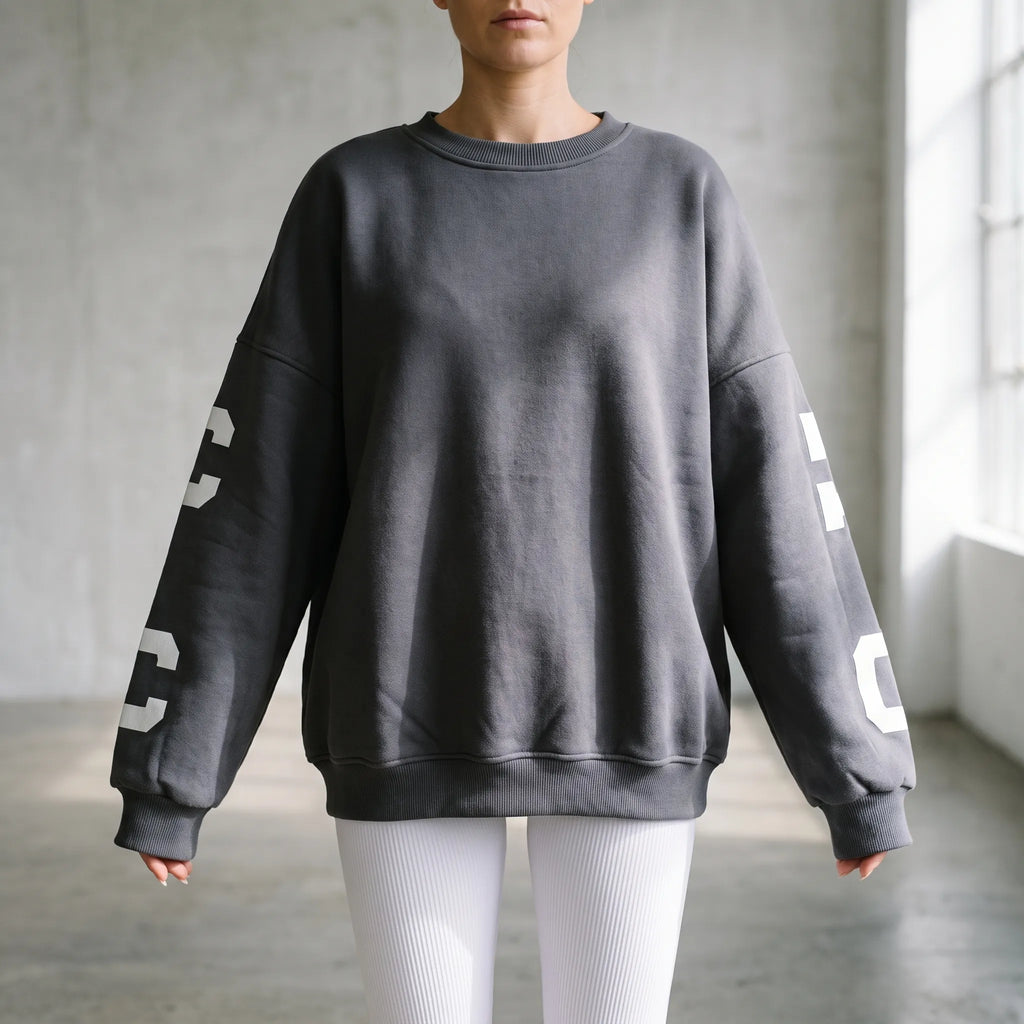 Collegify - Oversized Drop-Shoulder Varsity Sweatshirt