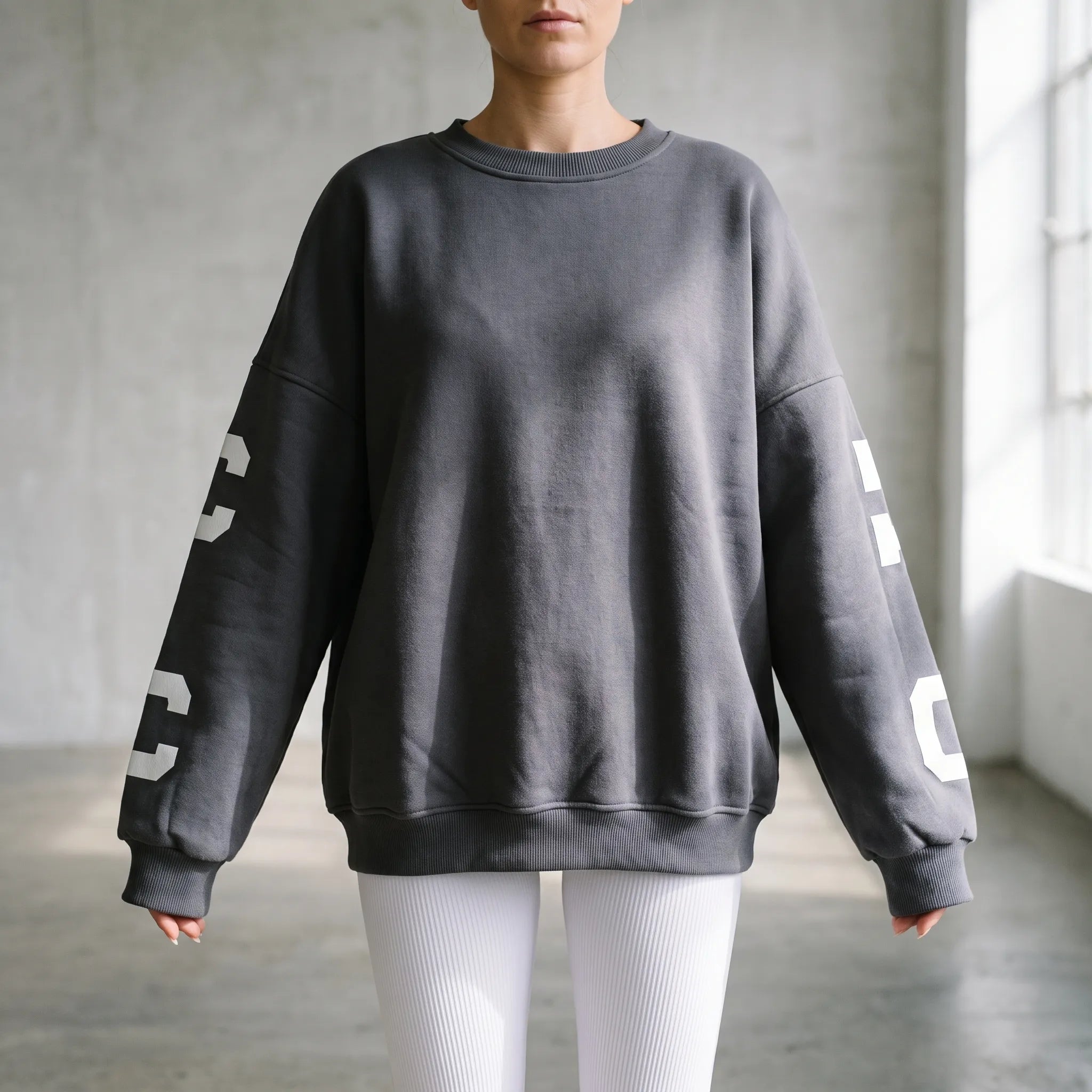 Collegify - Oversized Drop-Shoulder Varsity Sweatshirt