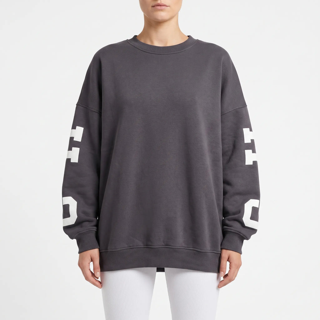 Collegify - Oversized Drop-Shoulder Varsity Sweatshirt