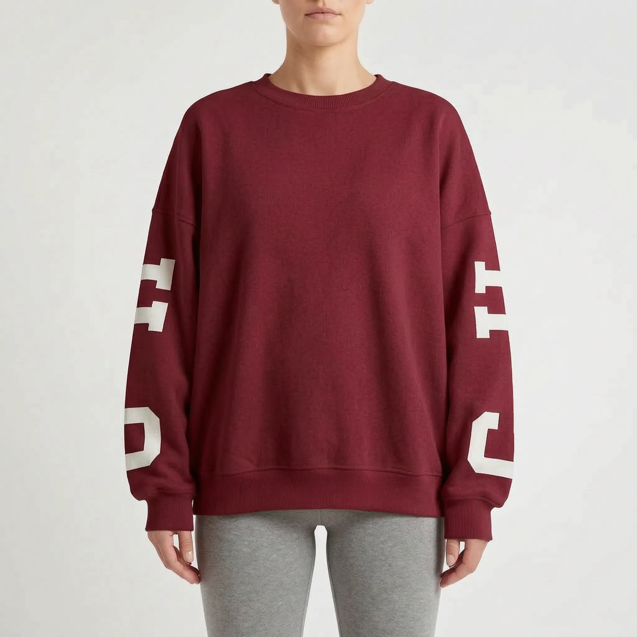 Collegify - Oversized Drop-Shoulder Varsity Sweatshirt
