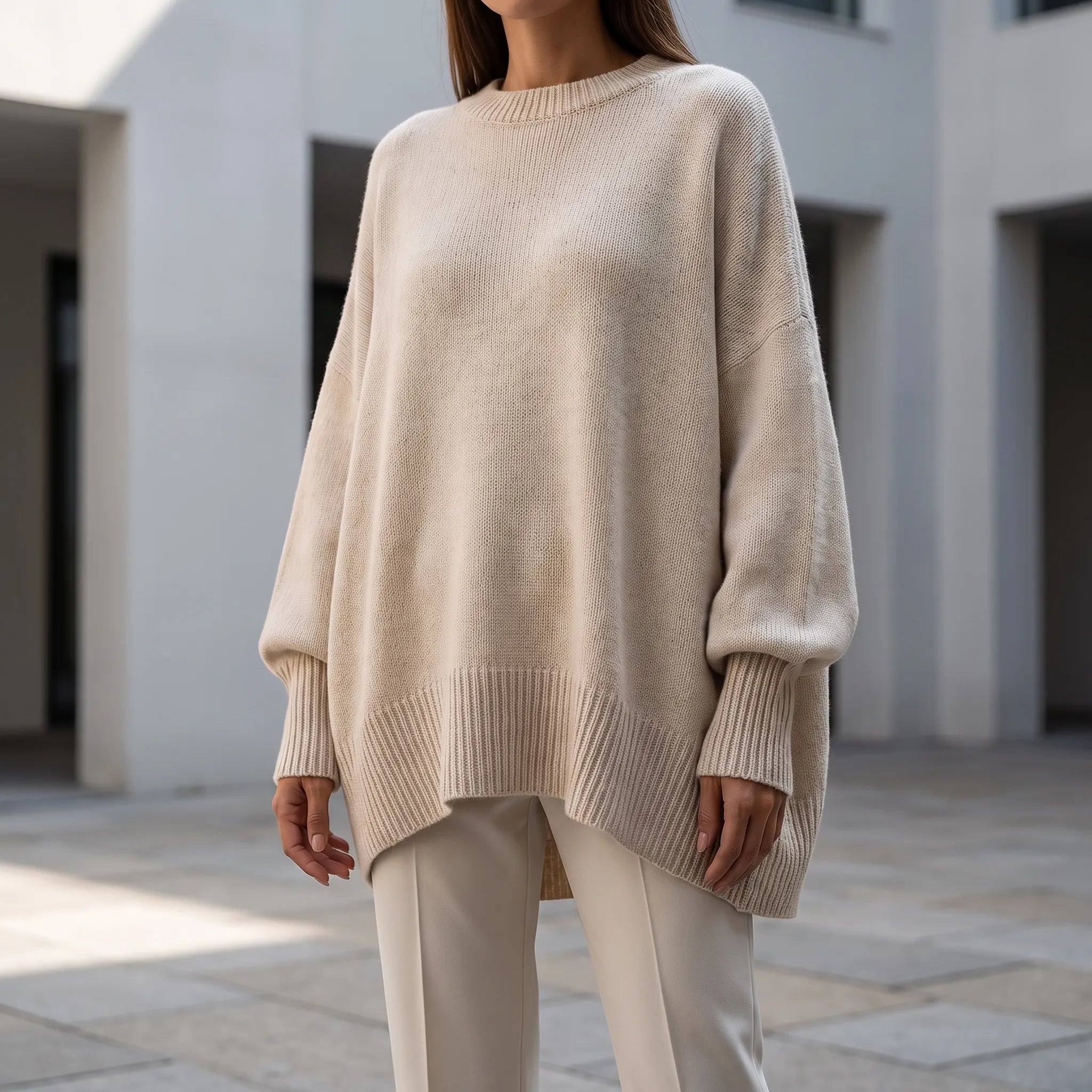 Knytta - Oversized Asymmetrical Long Sleeve Knit Sweater