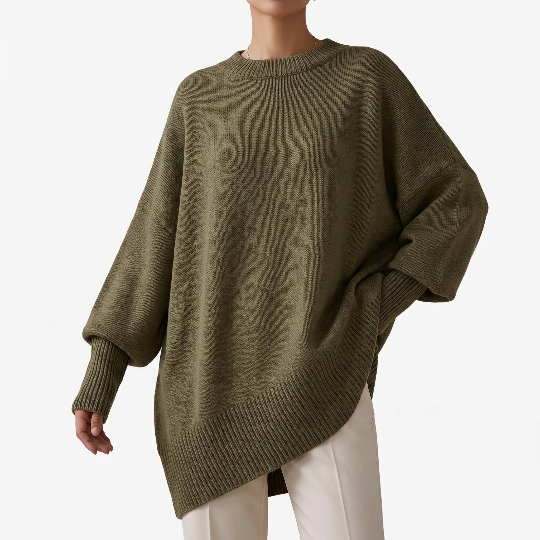 Knytta - Oversized Asymmetrical Long Sleeve Knit Sweater
