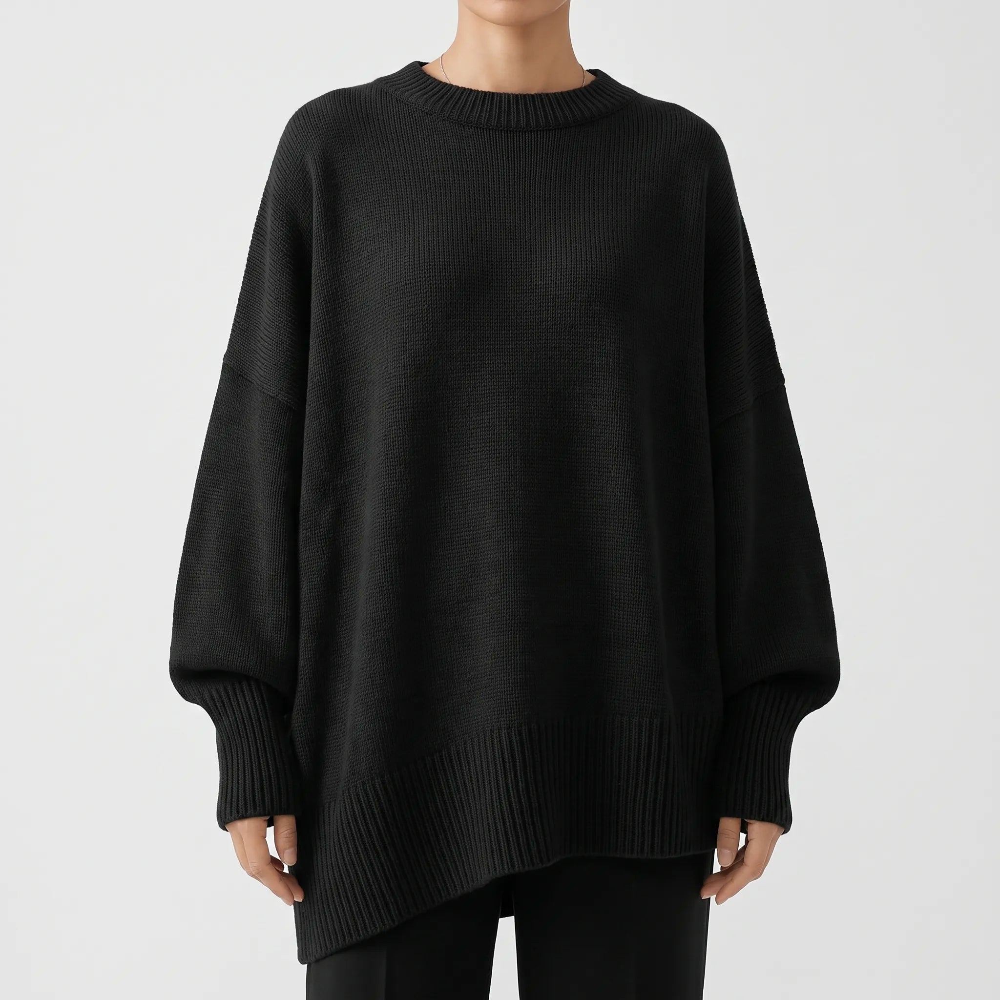 Knytta - Oversized Asymmetrical Long Sleeve Knit Sweater