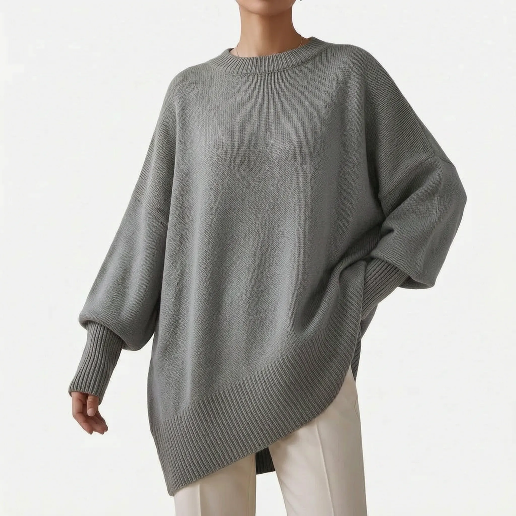 Knytta - Oversized Asymmetrical Long Sleeve Knit Sweater