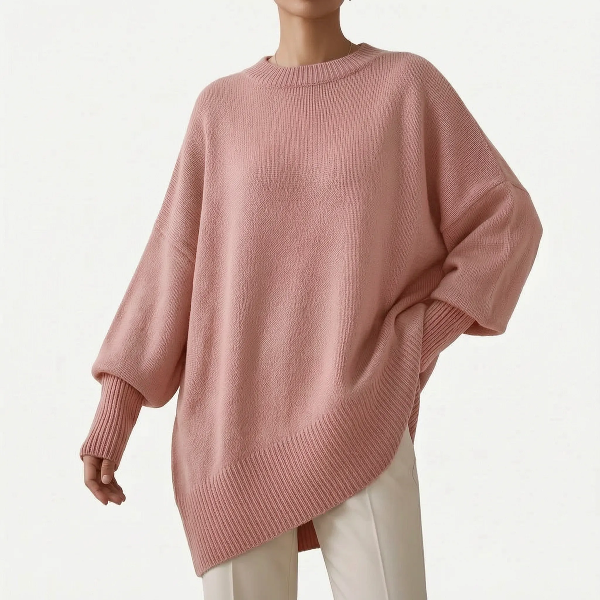 Knytta - Oversized Asymmetrical Long Sleeve Knit Sweater