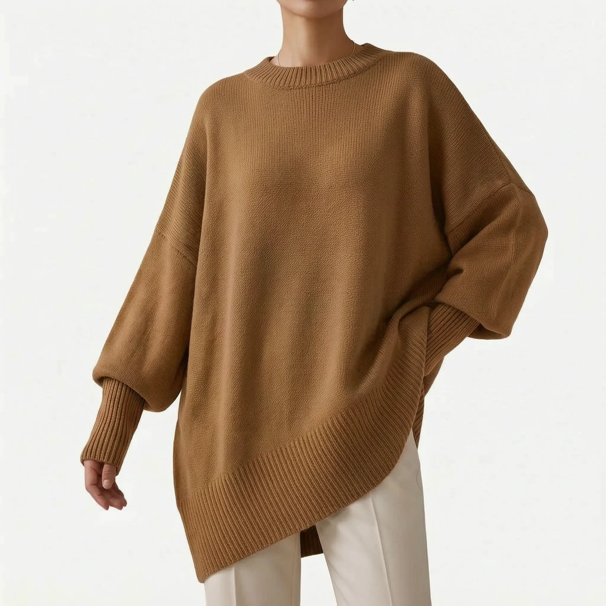 Knytta - Oversized Asymmetrical Long Sleeve Knit Sweater