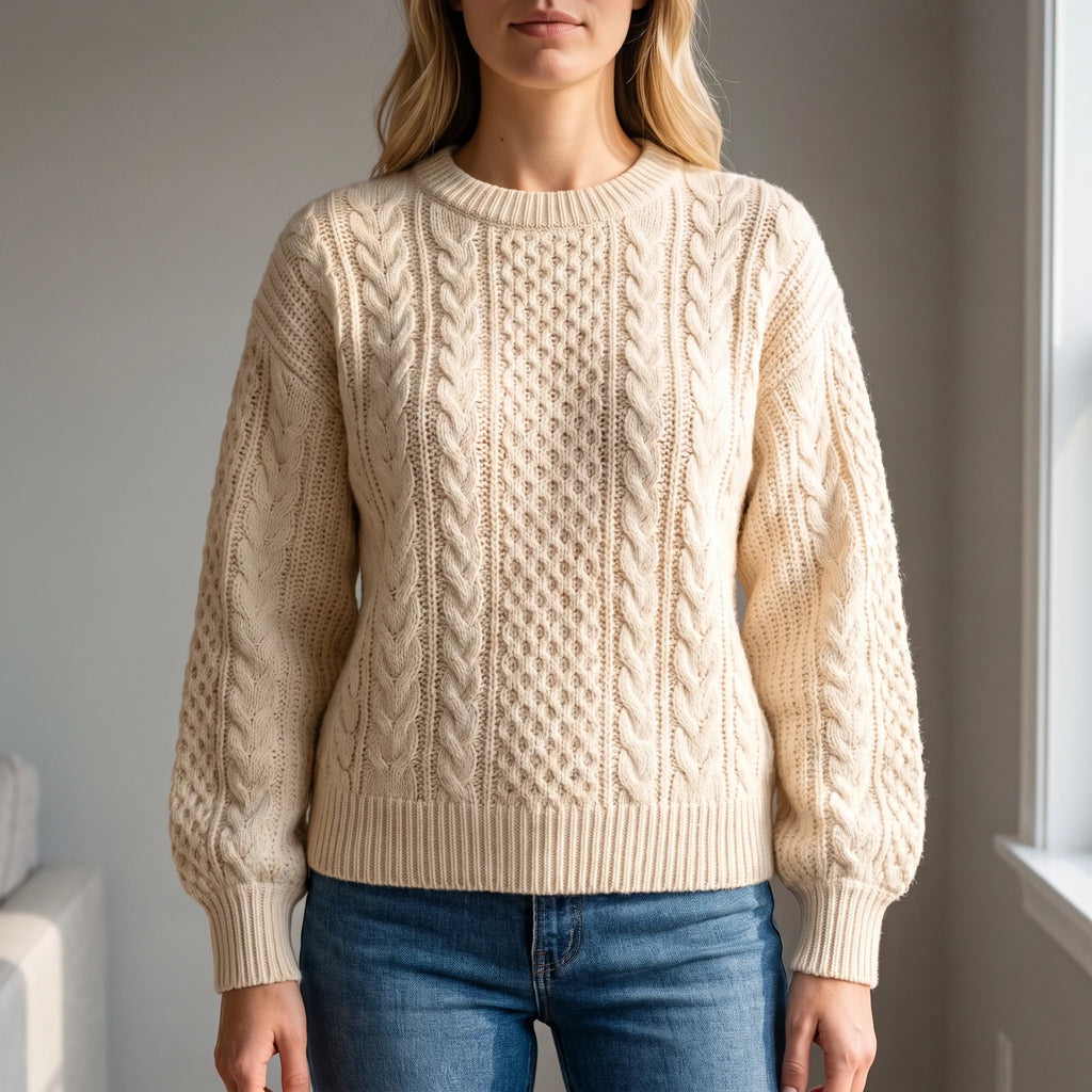 Knytte - Relaxed Fit Textured Sleeve Crew Neck Jumper