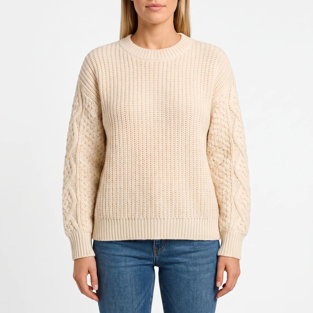 Knytte - Relaxed Fit Textured Sleeve Crew Neck Jumper