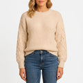Knytte - Relaxed Fit Textured Sleeve Crew Neck Jumper