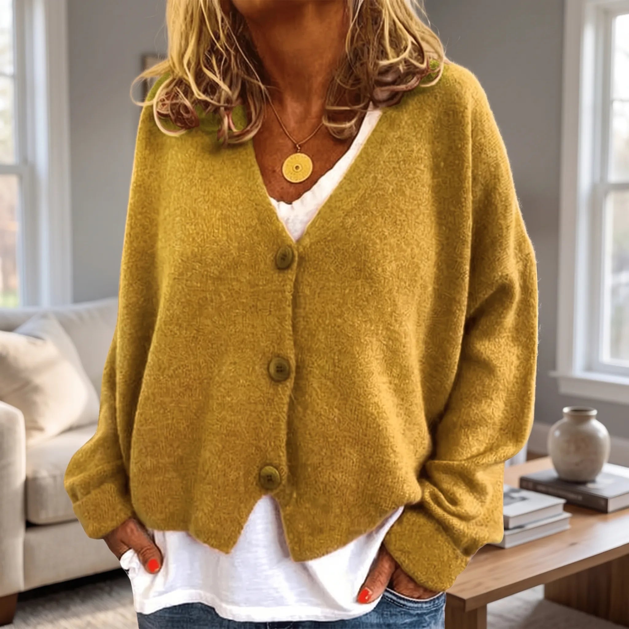 Novalis - Relaxed V Neck Knitted Cardigan