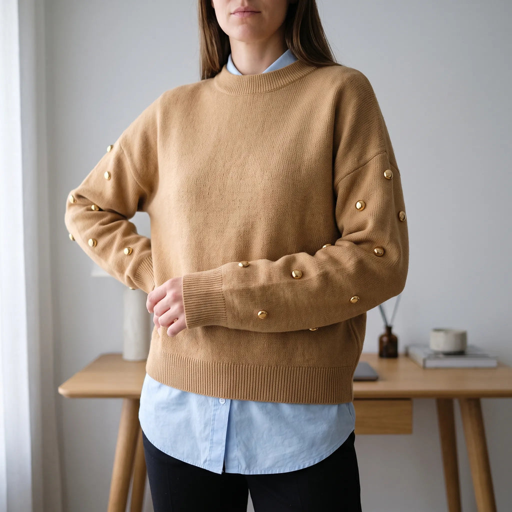 Tawnique - Relaxed Fit Brown Knit Jumper