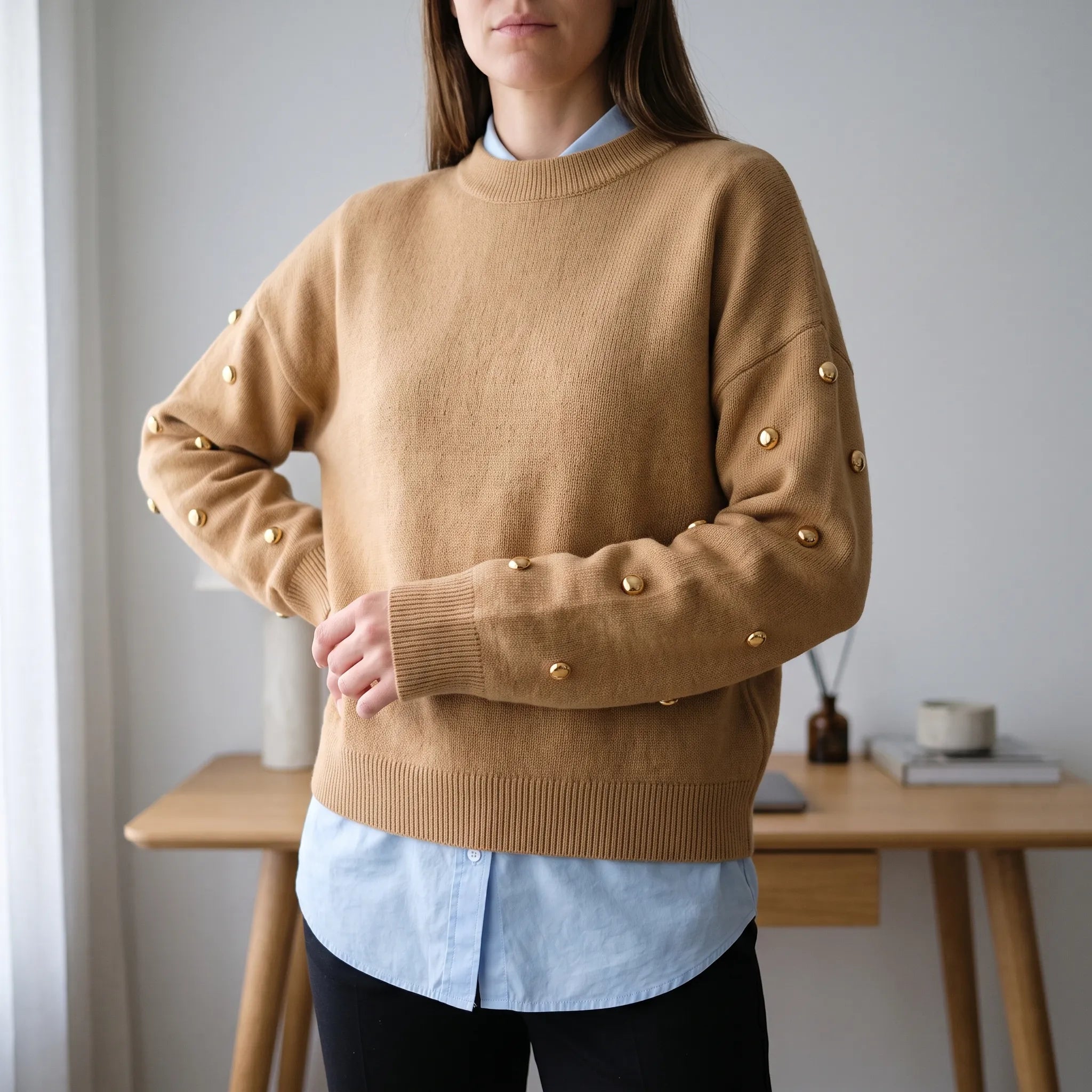 Tawnique - Relaxed Fit Brown Knit Jumper
